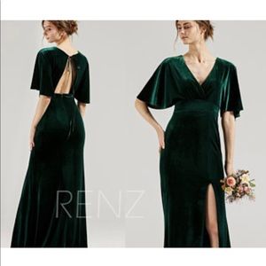 Forest green velvet maxi gown
